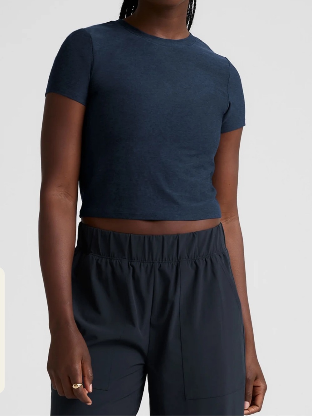 BEYOND YOGA Featherweight Supreme Cropped Tee - Nocturnal Navy